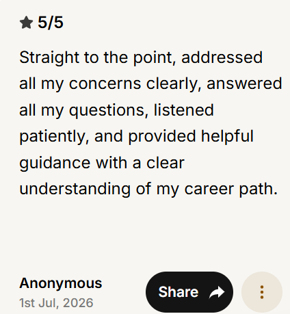 Career guidance testimonial